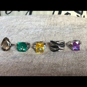 Set of high end costume jewelry rings